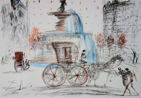Salvador Dalí: Ciudad de Nueva York, Plaza, Litografía firmada – Litografías y grabados, Paper (photo 3 of 7)