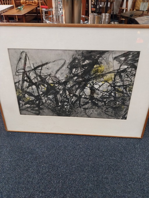 Abstracte compositie door Jan de Leeuw 20-01-1966 gesigneerd 