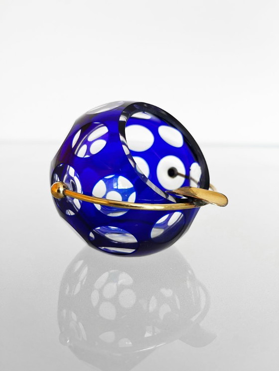 Image 1 of Cendrier vintage Marita Voigt RDA en cristal bleu Harzkristall