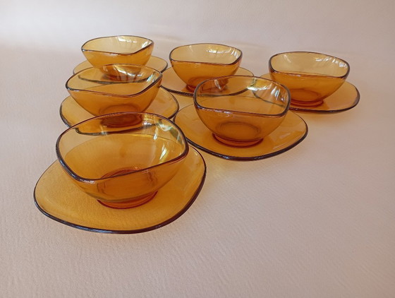 Image 1 of Coppe da dessert in ambra Vereco (Francia)