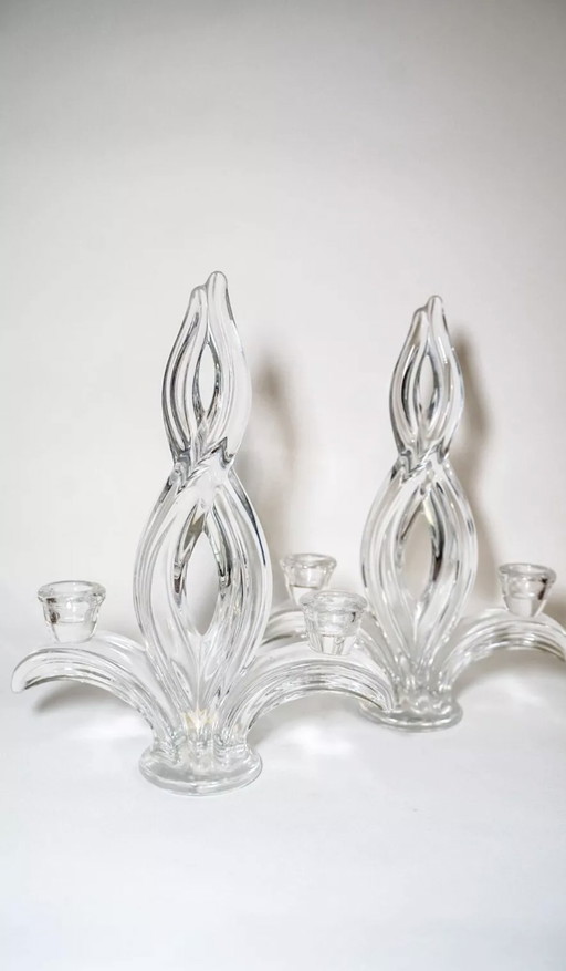 Pair of Vannes crystal candlesticks, 1960s