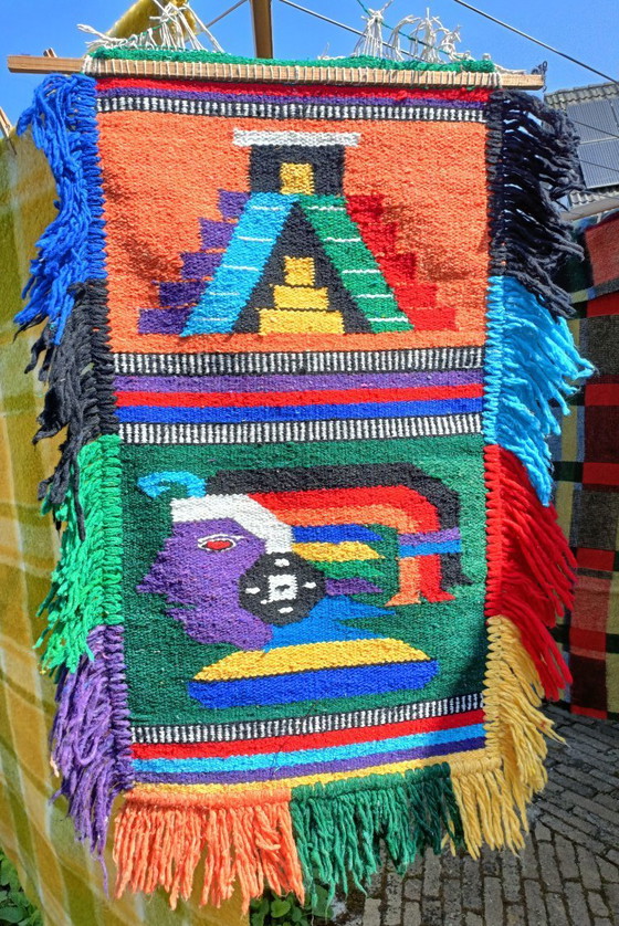 Image 1 of Tapisserie murale en laine tissée à la main, Amérique du Sud précolombienne