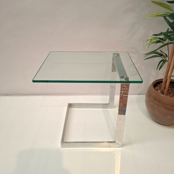Image 1 of Vintage Gebra Bjzettafel van Glas en Chroom