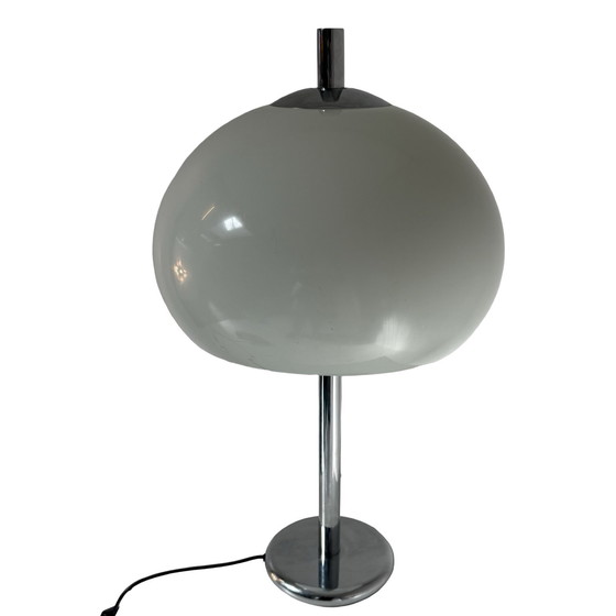 Image 1 of Pop Art / Space Age design - Mushroom lamp with white plexi shade and chrome base