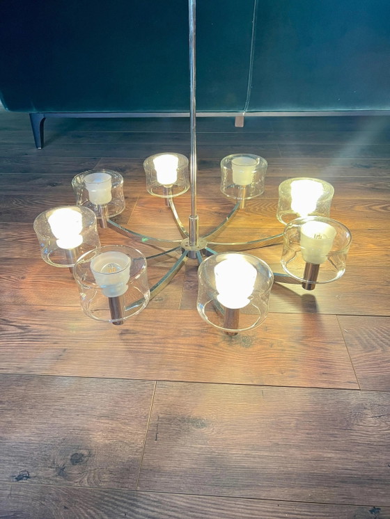 Space Age Sputnik Kroonluchter, jaren 70, Modern Design, 8 Armen, Toegeschreven aan Kaiser Idell, Topconditie (photo 6 of 10)