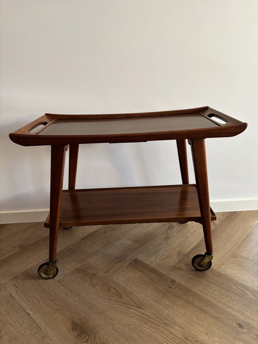 Vintage OPAL houten Barwagen / Serveerwagen - Jaren 50