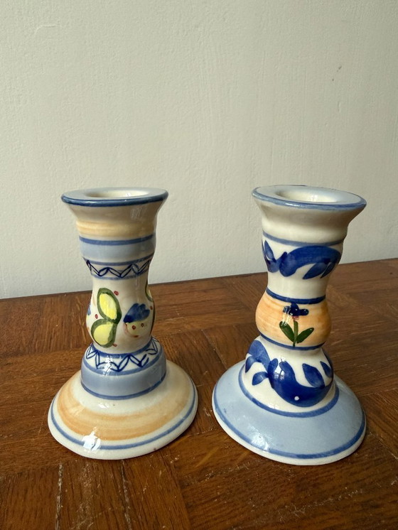 Image 1 of Pair of Ceramic Candlesticks