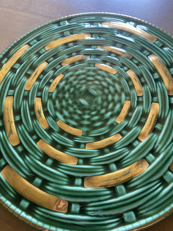 Image 1 of Plat et son couteau barbotine Sarreguemines