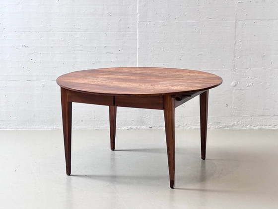 Image 1 of Round, high-quality Biedermeier pearwood dining table with drawers