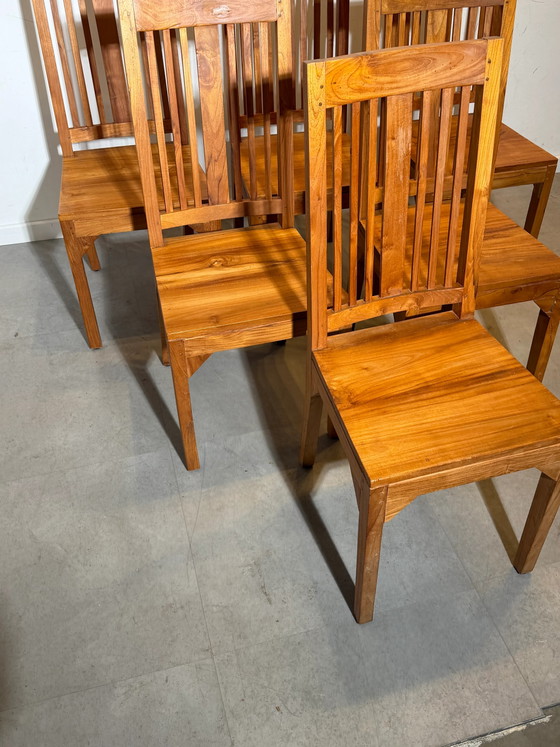 Juego de 6 sillas de comedor de teca maciza – madera maciza (photo 6 of 7)