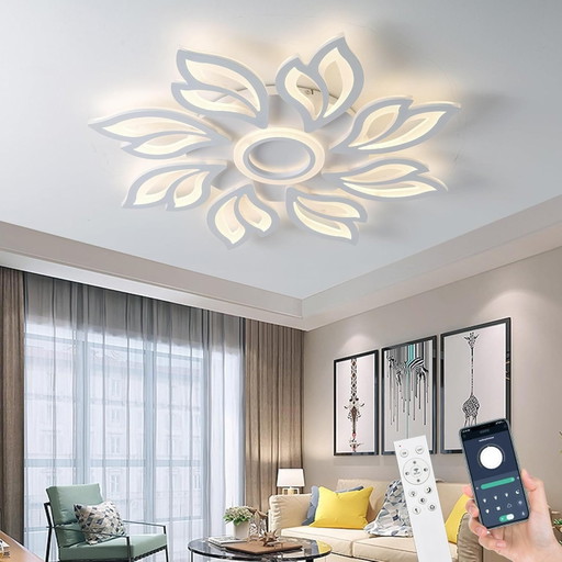 Dimbare LED Bloemen Plafondlamp 80 cm Wit