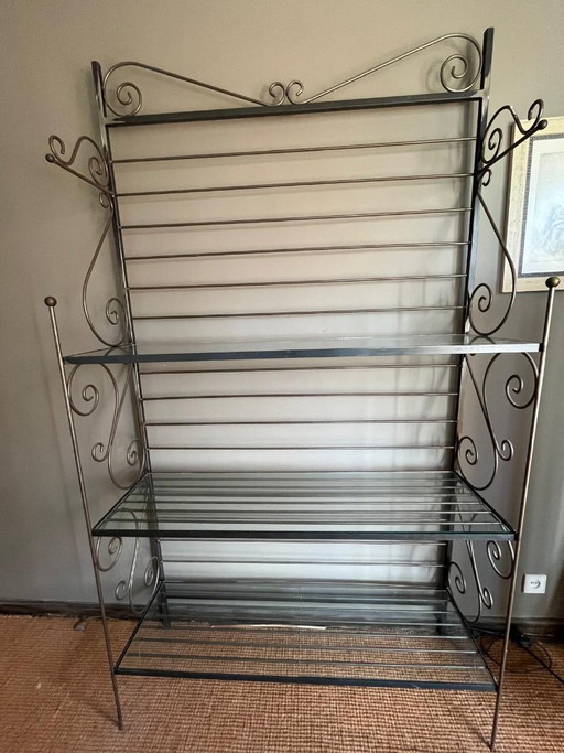 Authentique étagère de boulanger en fer forgé français