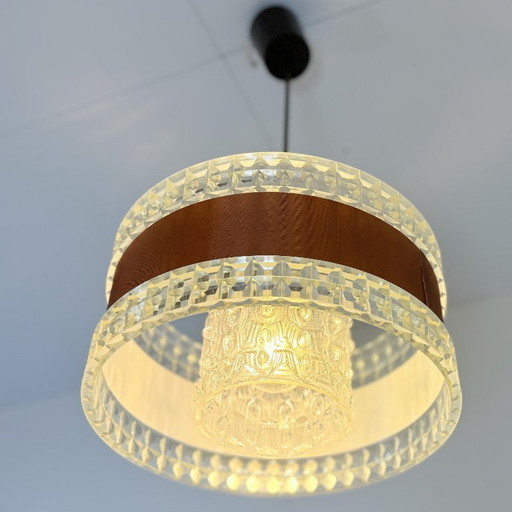 Lampada a sospensione vintage con anello marrone