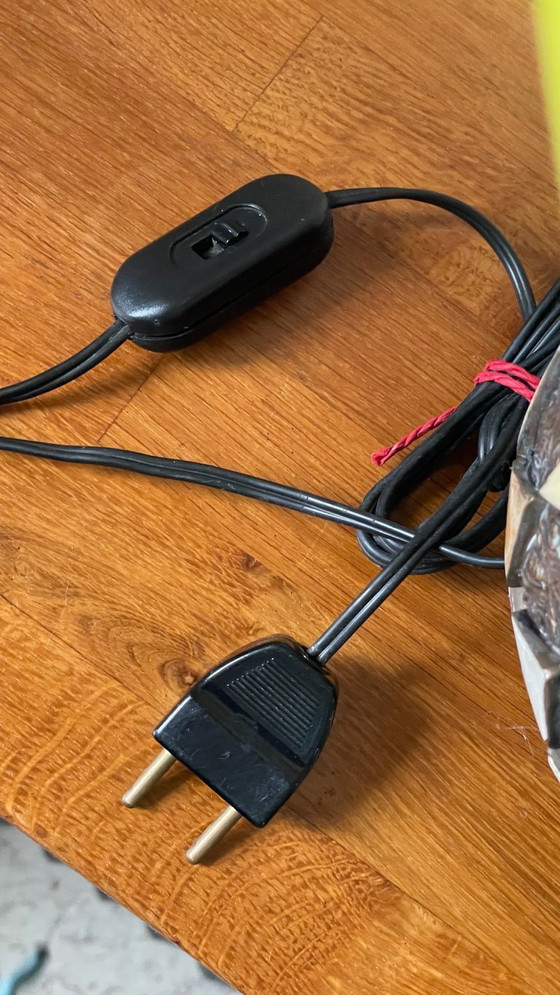 Image 1 of Vintage handgemaakte lamp, aardewerk en verzilverd metaal