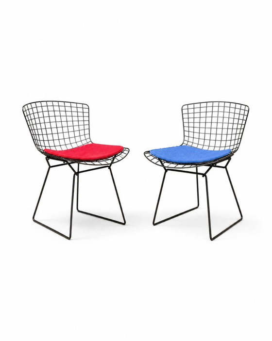 Image 1 of Ensemble authentique de 4 chaises Harry Bertoia Wire pour Knoll - Acier et coussins d'origine