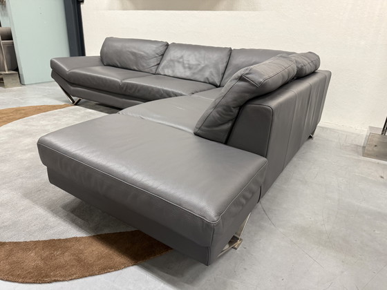 Image 1 of Natuzzi Hoekbank Grijs leer 310x240