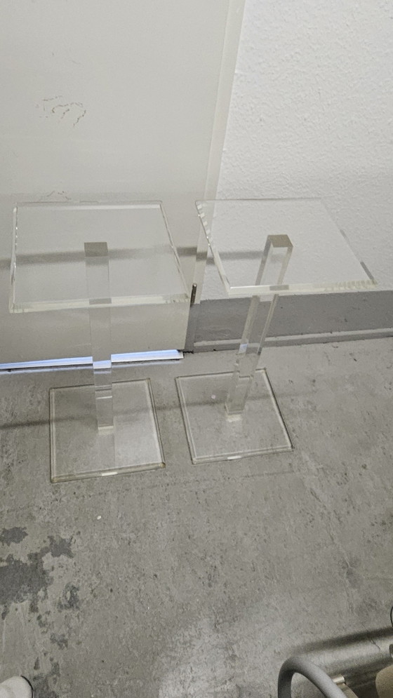 Image 1 of 1 van 2 Designer Acryl Glazen Lamp Kolom Bijzettafel Lamp Tafelmeubel Glanzend