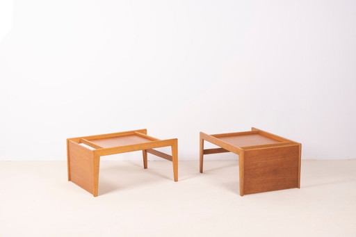 2x Yngvar Sandström TrSide Tables Nachtkastjes, jaren 1960 Zweden