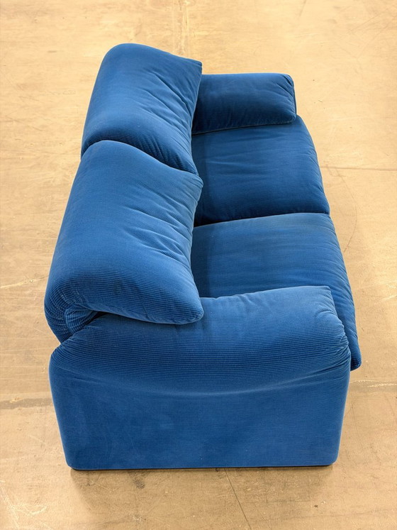 Canapé 2 places Cassina Maralunga | Bleu | Vintage – Canapés d'angle, Textile (photo 8 of 11)