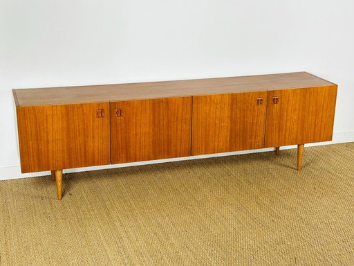 Scandinavian teak sideboard with 4 doors and tapered legs, 1960s