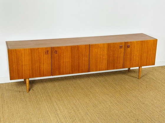 Image 1 of Scandinavian teak sideboard with 4 doors and tapered legs, 1960s