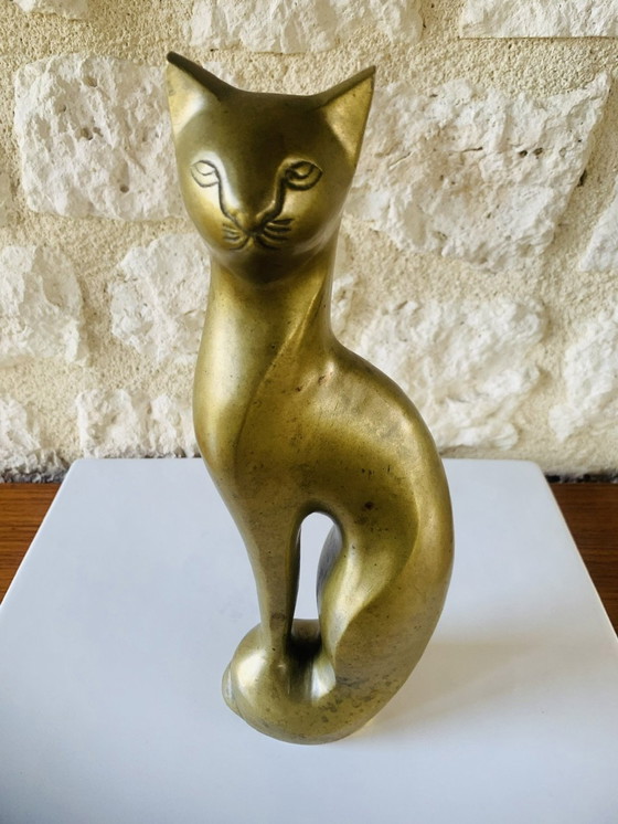 Image 1 of Sculpture de chat siamois en laiton