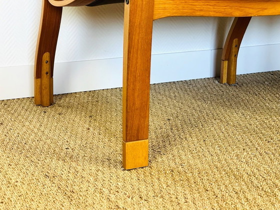 Image 1 of Scandinavian teak and leather bench, 1960