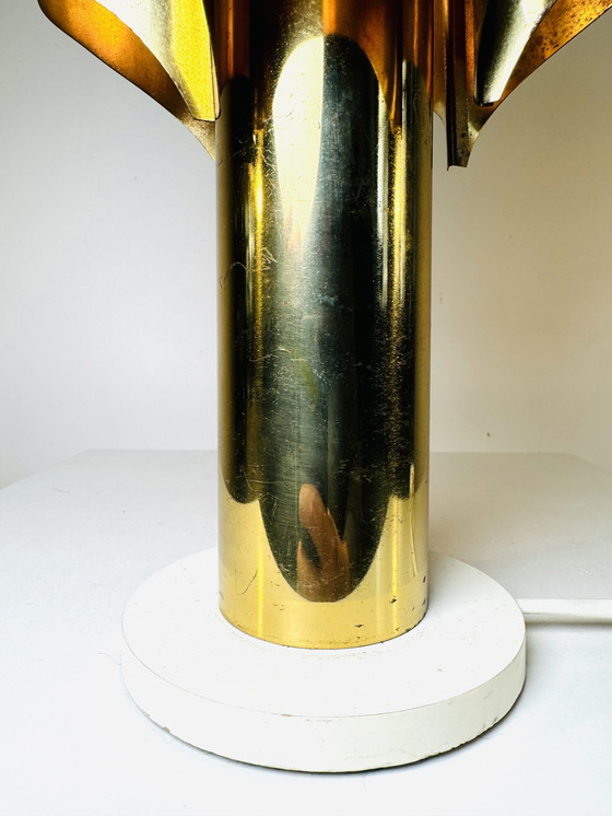 Image 1 of TYPE 742 BRASGEKLEURDE 'ORGUE' TAFELLAMP, MOGELIJK MAISON CHARLES, FRANKRIJK, jaren 1960