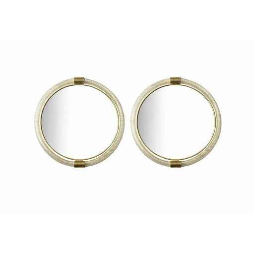 Duo de miroirs muraux classiques vénitiens en verre de Murano Torciglione avec finition feuille d'or