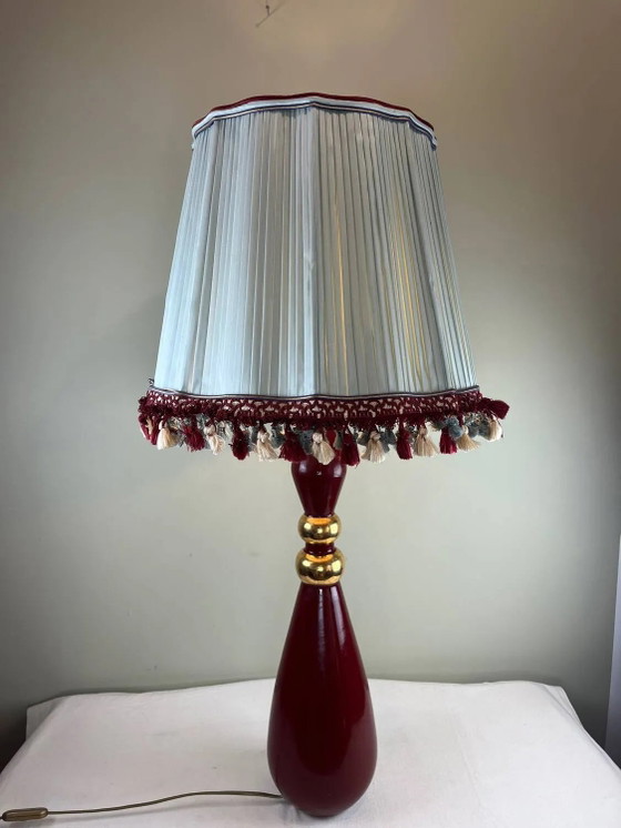 Grande lampada vintage in ceramica rossa firmata Drimmer – paralume pl – Lampade da tavolo, Porcelain, Metal (photo 13 of 21)