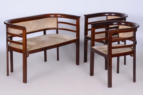 Juego de asientos Art Déco restaurado, de J. Hoffmann, Wiener Werkstätte, checo, década de 1910 (photo 18 of 35)
