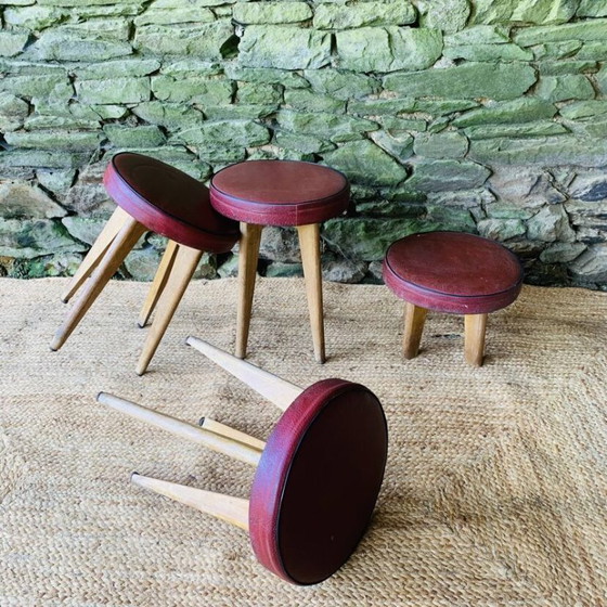 Image 1 of Set of 4 vintage stools from the 1960s