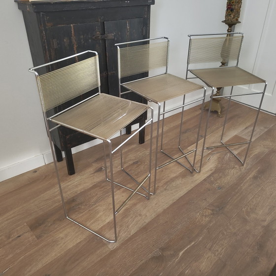 Image 1 of 3 chaises de bar Spaghetti vintage par Giandomenico Belotti pour Alias, 1970