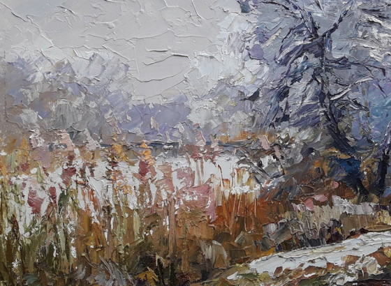 Original Oil Painting Nature Landscape Breath of Winter – Paintings & Drawings, Mdf (photo 5 of 8)