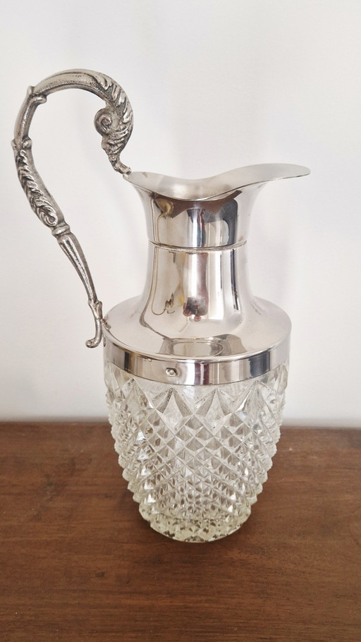 Cut crystal and silver-plated metal decanter - Victorian / Napoleon III style