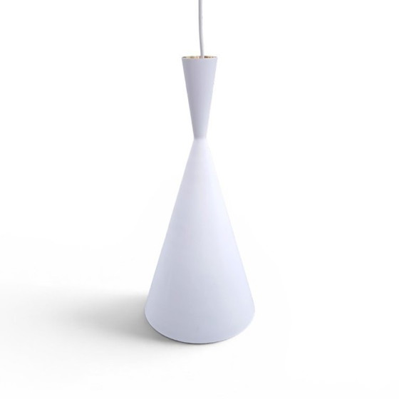 Image 1 of Set mit 2 Tom Dixon Beat Light Tall Pendelleuchten – Weiß/Messing