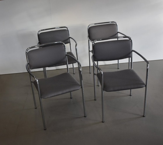 Image 1 of 4 reupholstered Vintage Chrom Stühle Chairs 70er 70s