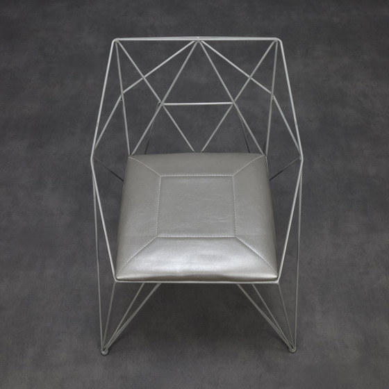 Image 1 of 4x Sedie da pranzo con struttura in filo metallico geometrico, rare