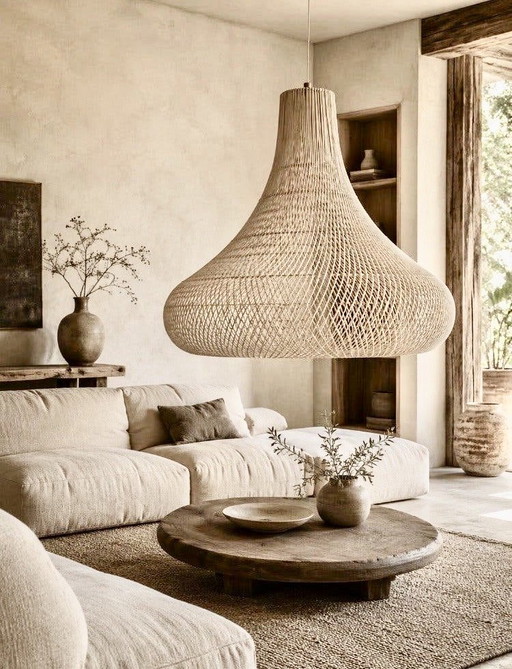 Lámpara colgante XL / lámpara de pie / iluminación de jardín – hanglampen, Rattan