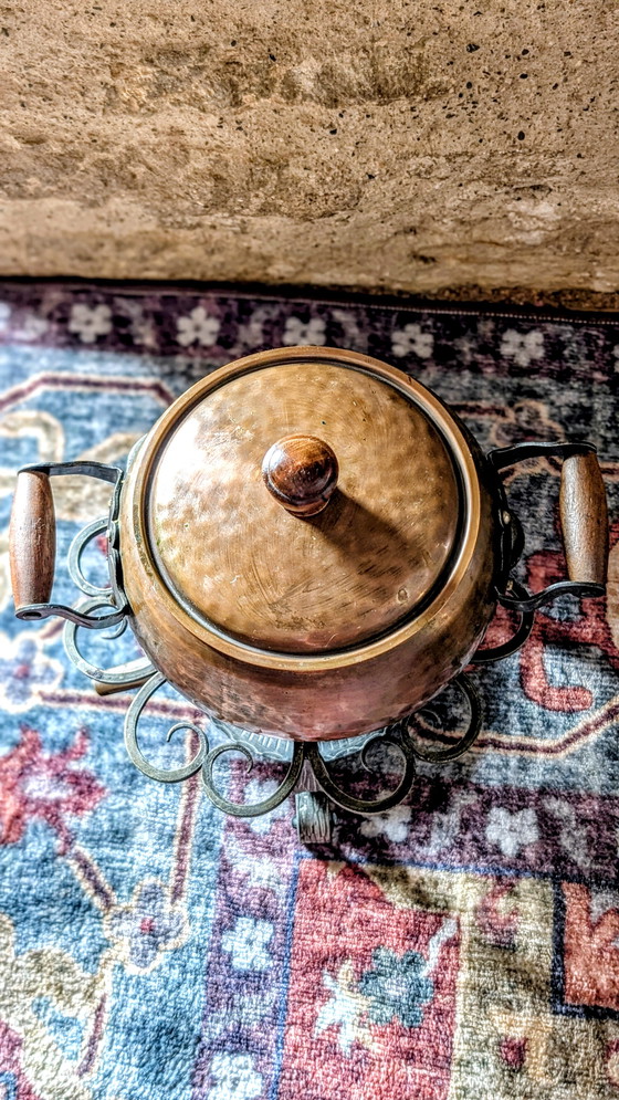 Image 1 of Set da fonduta NELSI in rame martellato, Souillac, Francia