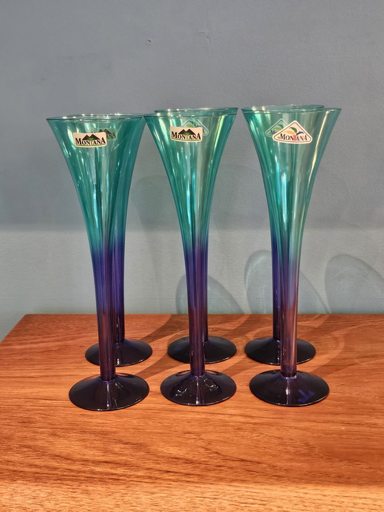 Image 1 of High Crystal Champagne Blue Purple Green Vintage
