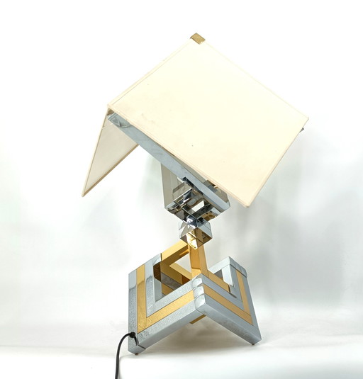 Grande lampe de table géométrique de Lumica, Espagne, années 1970