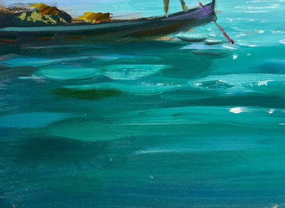 Image 1 of Origineel olieverfschilderij: Kustlandschap tijdens een vakantie in Venetië