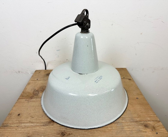 Image 1 of Large Industrial Grey Enamel Factory Pendant Lamp from Zaos, 1960s