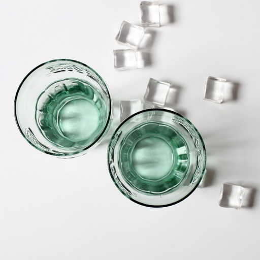 Set van 2 klassieke Georgia Green Coca-Cola glazen van 40 cl / jaren 80