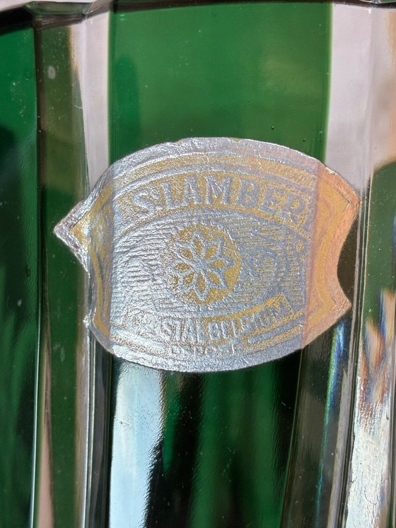 Image 1 of Val-Saint-Lambert vase, emerald-lined crystal, signed