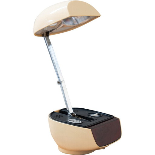 Vintage Radioweckerlampe aus Eisen und Kunststoff, Hongkong 1970