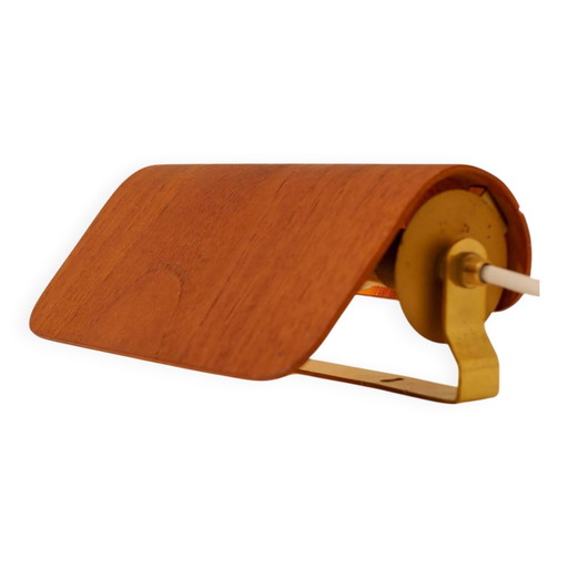 Applique vintage in teak. Design scandinavo classico di metà secolo. – wandlampen, Metal, Brass, Scandinavian