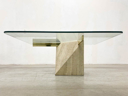 Table basse en travertin italien d'Artedi, années 1970