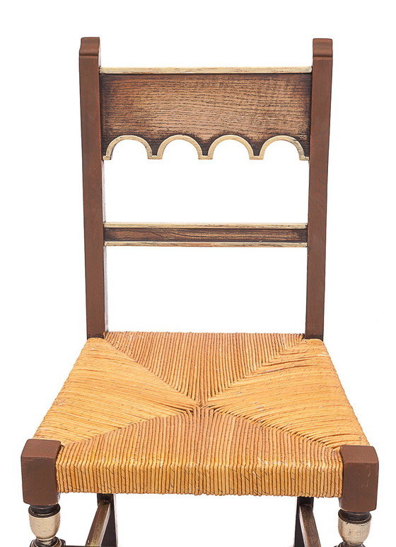 Image 1 of Set Von 8 Strohgedeckten Stühlen. Art Deco, 1940